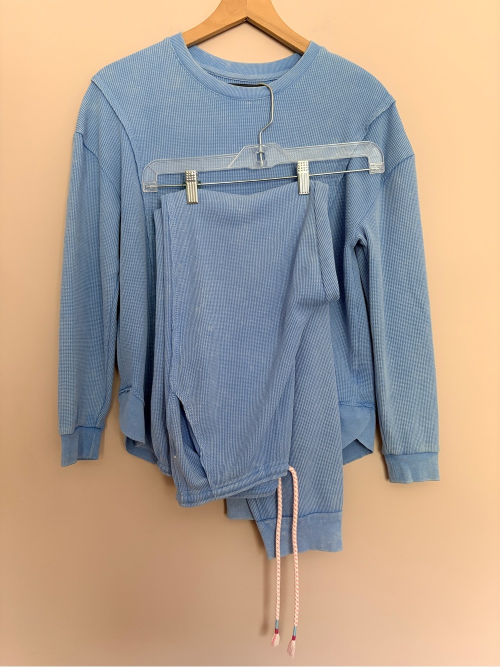 Sunnyside by Sundry Blue Thermal Joggers/Sweatshirt Set Small